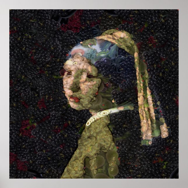 Girl With A Strawberry Earring Fine Art Spoof  Poster (Front)