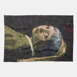 Girl With A Strawberry Earring Fine Art Spoof Tea Towel