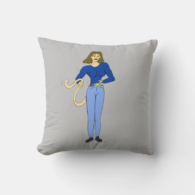 girl with a tail button cushion (Front)
