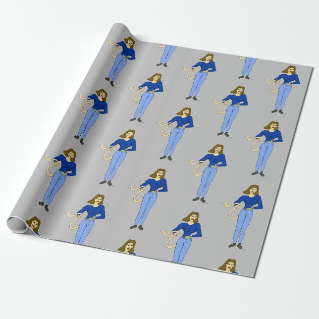girl with a tail button wrapping paper (Unrolled)