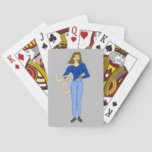 girl with a tail playing cards