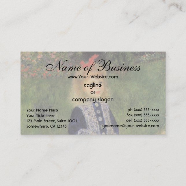 Girl with a Watering Can by Pierre Auguste Renoir Business Card (Front)
