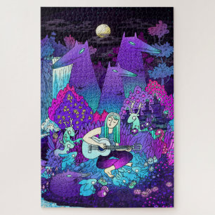 Girl with a white hair playing the guitar jigsaw puzzle