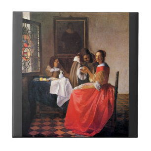 Girl with a wine glass by Johannes Vermeer Ceramic Tile