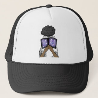 Girl with Afro Reading Trucker Hat