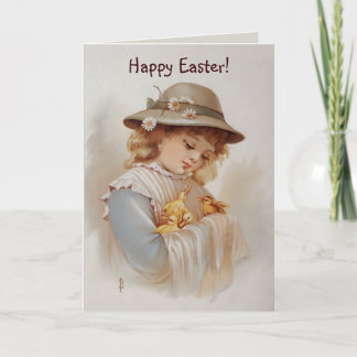 Girl with Baby Ducks Spring and Easter Holiday Card