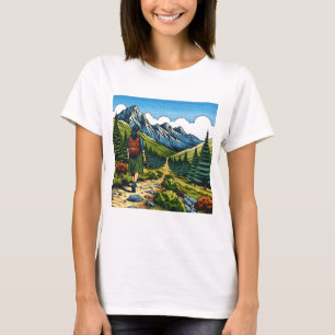Girl with Backpack Hiking a Nature Trail T-Shirt
