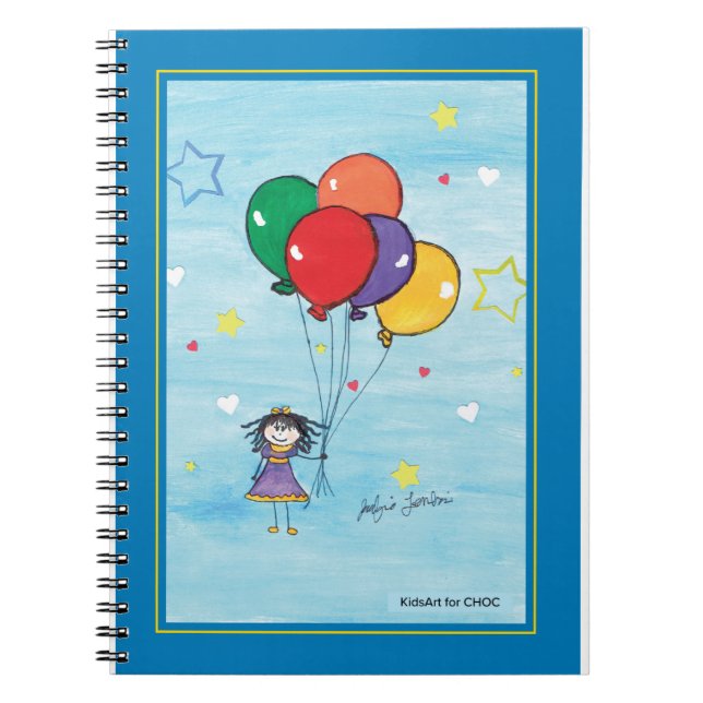 Girl with Balloons - Kids Art for CHOC Notebook (Front)
