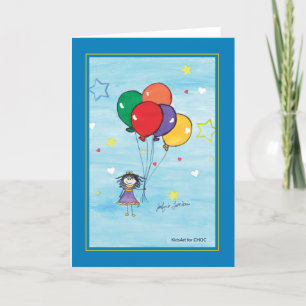 Girl with Balloons - Kids Art for CHOC Thank You Card