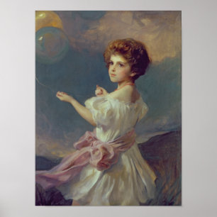 Girl with balloons poster