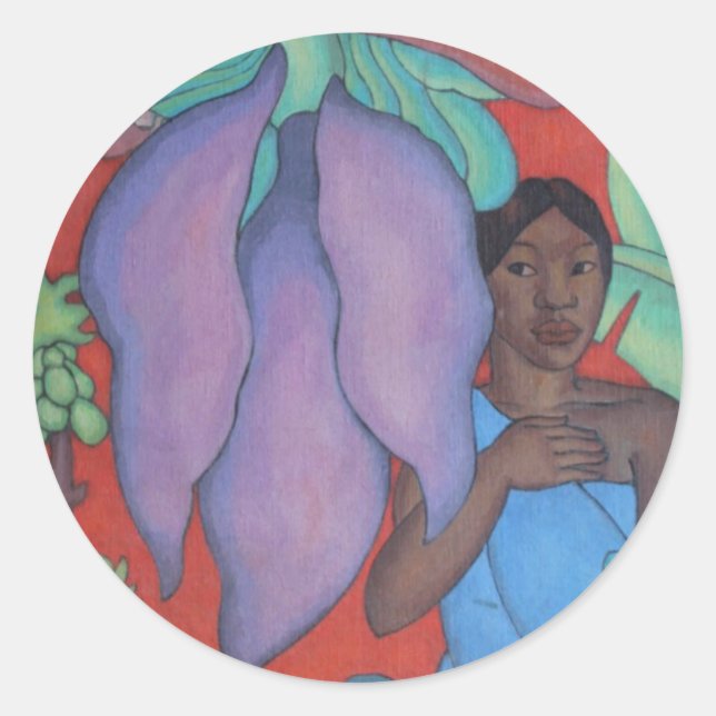 'Girl with Banana Leaf' - Arman Manookian Classic Round Sticker (Front)