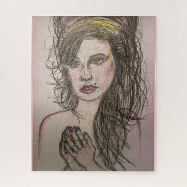 girl with beehive hair praying jigsaw puzzle (Vertical)