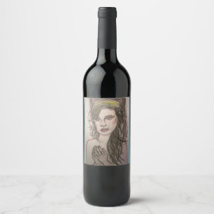 girl with beehive hair praying wine label