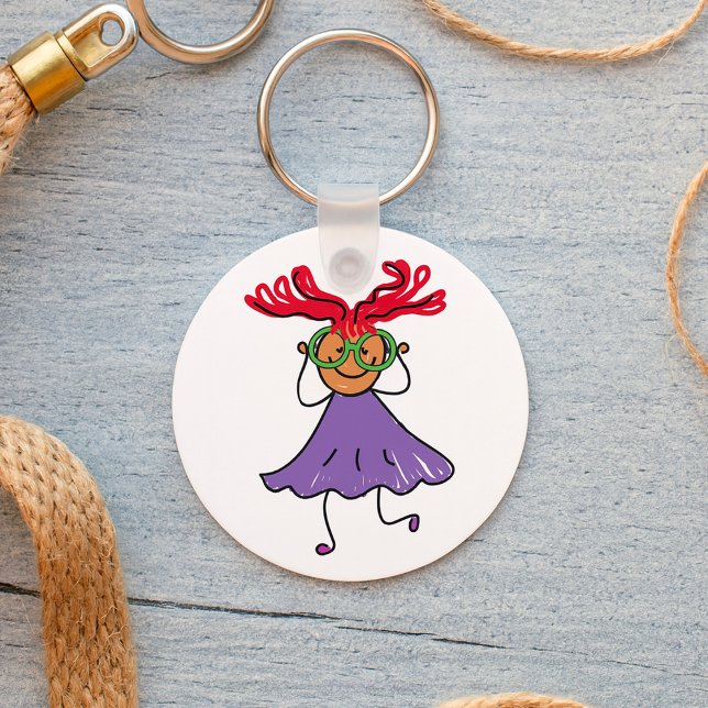 Girl With Big Glasses And Hair Keychain (Creator Uploaded)