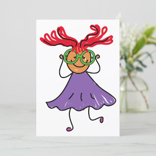 Girl With Big Glasses Purple Dress Invitation