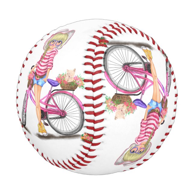 Girl with Bike Baseball (Angled)