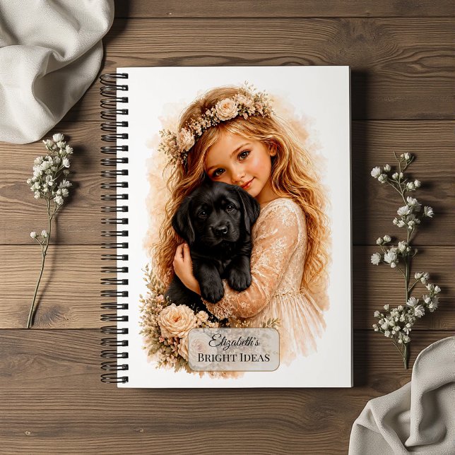 Girl With Black Labrador Puppy Notebook (Creator Uploaded)