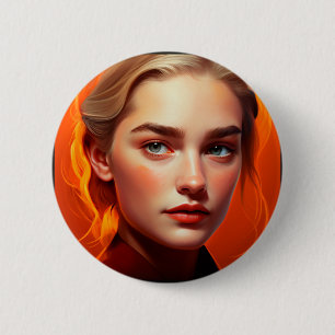 Girl with blue eyes 6 cm round badge