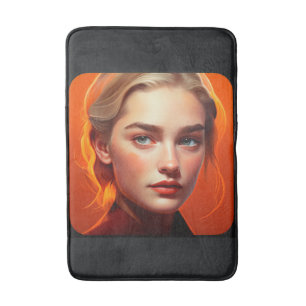 Girl with blue eyes bath mat