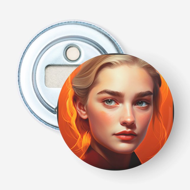 Girl with blue eyes bottle opener (Front)
