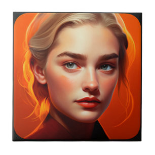 Girl with blue eyes ceramic tile