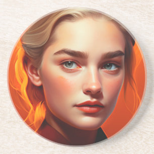 Girl with blue eyes coaster