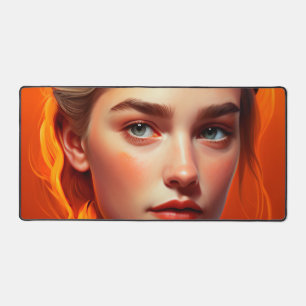 Girl with blue eyes desk mat