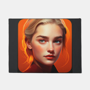 Girl with blue eyes doormat