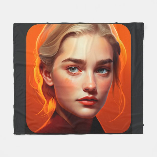 Girl with blue eyes fleece blanket (Front (Horizontal))