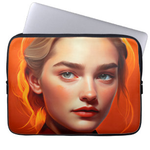 Girl with blue eyes laptop sleeve