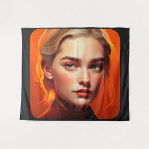 Girl with blue eyes tapestry