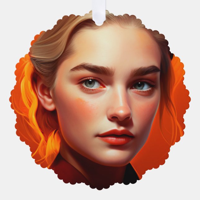 Girl with blue eyes tree decoration card (Front)