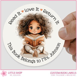 Girl with Book Teacher Classroom Library Labels