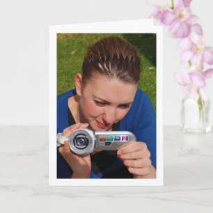 Girl with Camcorder Portrait Card