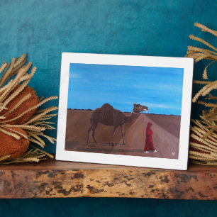 Girl with Camel Painting by Alfred Fox Plaque