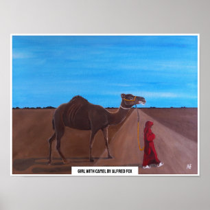 Girl with Camel Painting by Alfred Fox Poster