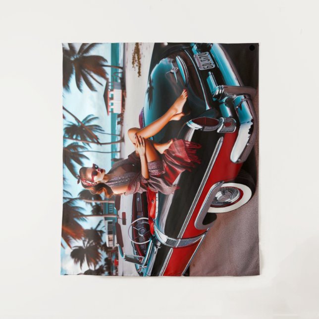 Girl with Car Tapestry (Front)