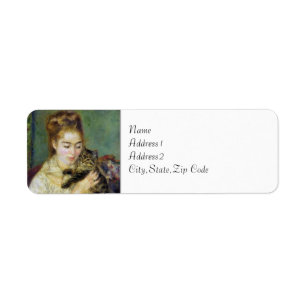 Girl with Cat by Renoir Return Address Label