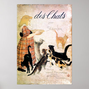 Girl with Cats, Alexandre Steinlen Poster
