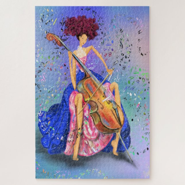 Girl with Cello - Fantastic Melody - Drawing Art   Jigsaw Puzzle (Vertical)