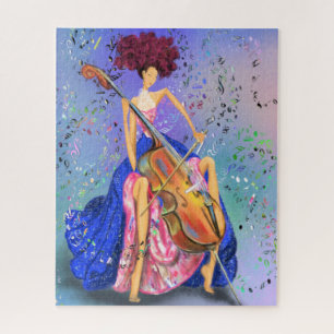 Girl with Cello - Fantastic Melody - Drawing  Jigsaw Puzzle