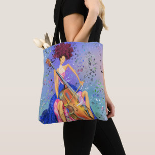 Girl with Cello - Fantastic Melody - Fantasy Art Tote Bag