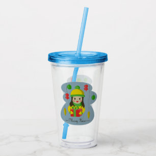 Girl with Christmas gift box  Acrylic Tumbler