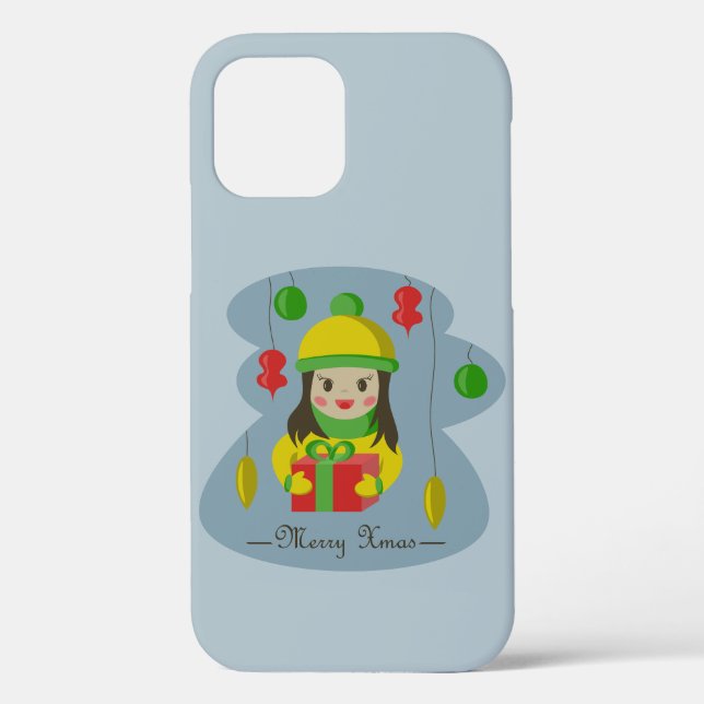 Girl with Christmas gift box  Case-Mate iPhone Case (Back)