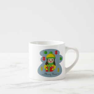 Girl with Christmas gift box Espresso Cup