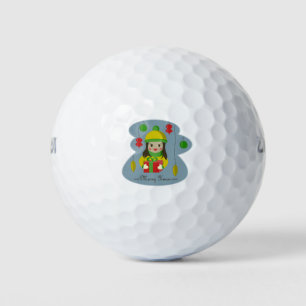 Girl with Christmas gift box Golf Balls