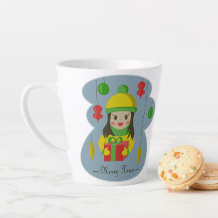 Girl with Christmas gift box Latte Mug
