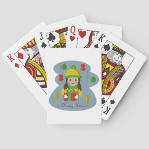 Girl with Christmas gift box  Playing Cards