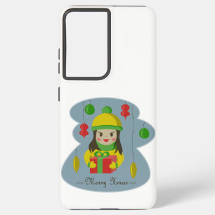Girl with Christmas gift box  Samsung Galaxy Case