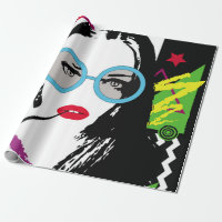 Girl with cigarette and sunglasess colourful pop a